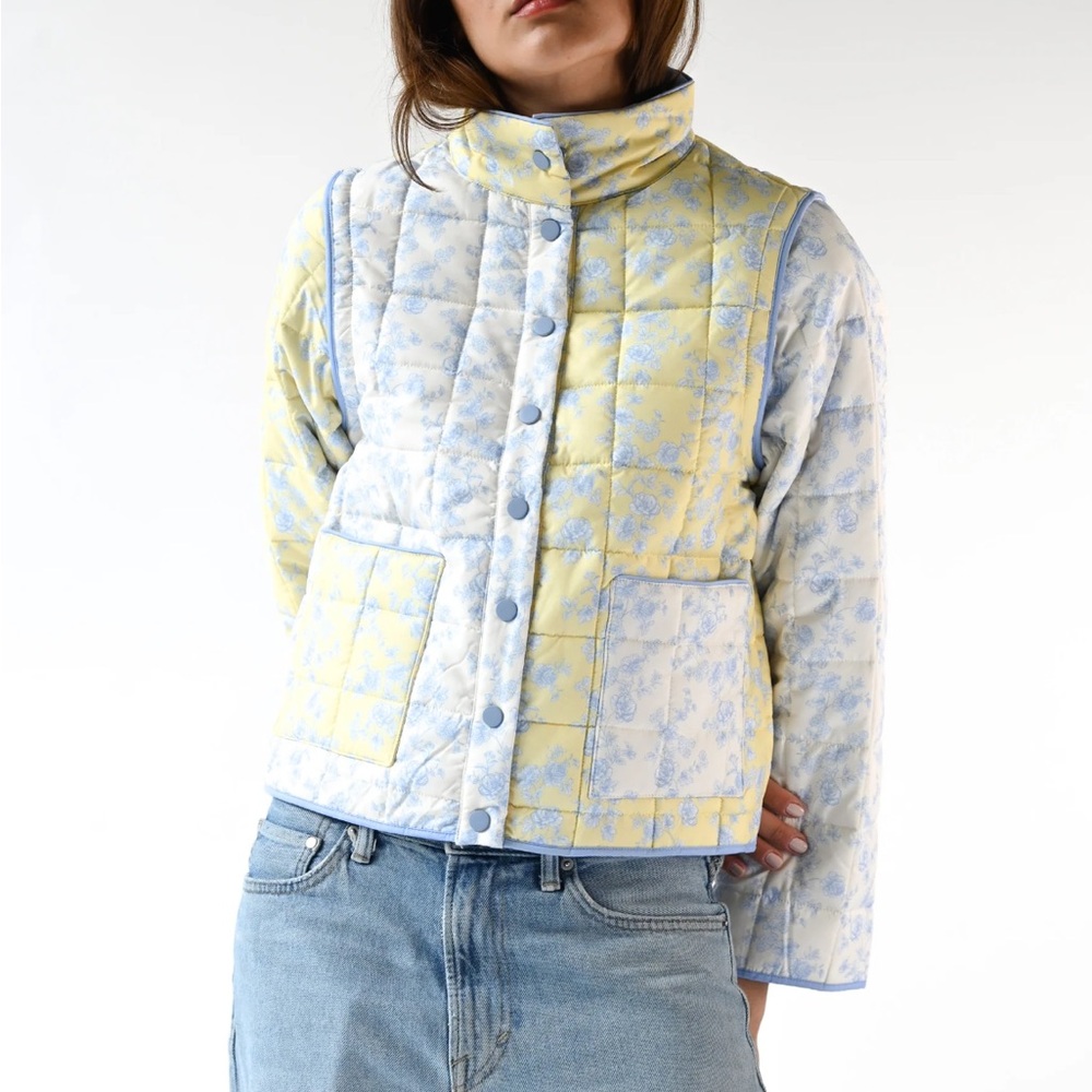 Yellow the label - Amelia quilted convertible Jacket - color block toile